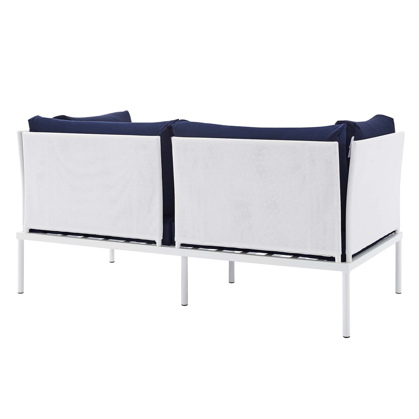 Modway Outlet Harmony 4-Piece Sunbrella? Outdoor Patio Aluminum Seating Set by Modway  Outdoor Furniture Furniture White Navy - EEI-4690-WHI-NAV-SET
