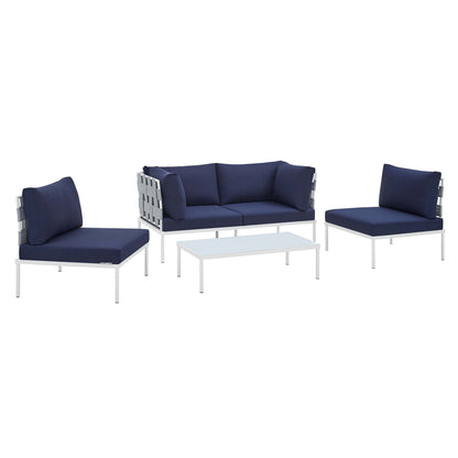 Modway Outlet Harmony 4-Piece Sunbrella? Outdoor Patio Aluminum Seating Set by Modway  Outdoor Furniture Furniture Gray Navy - EEI-4691-GRY-NAV-SET