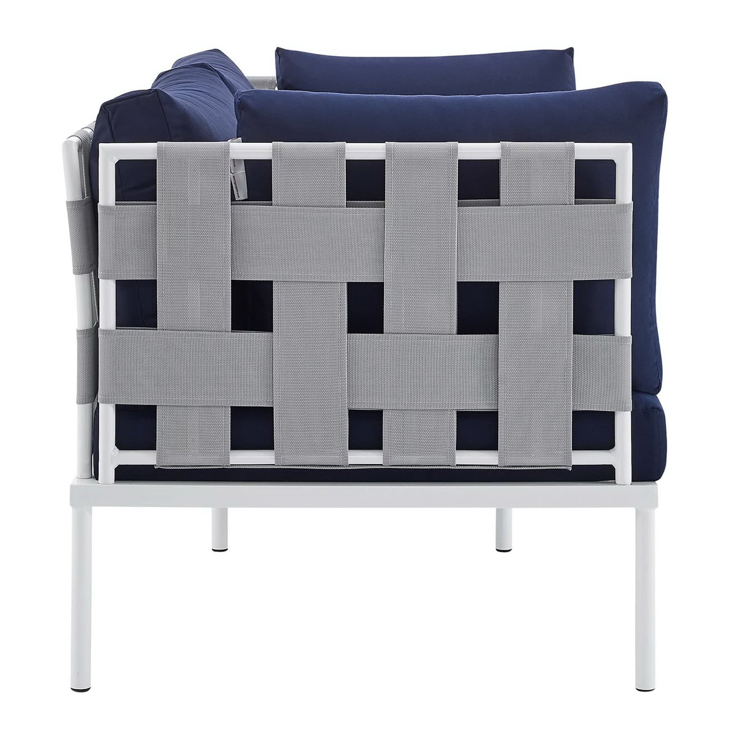 Modway Outlet Harmony 4-Piece Sunbrella? Outdoor Patio Aluminum Seating Set by Modway  Outdoor Furniture Furniture Gray Navy - EEI-4691-GRY-NAV-SET
