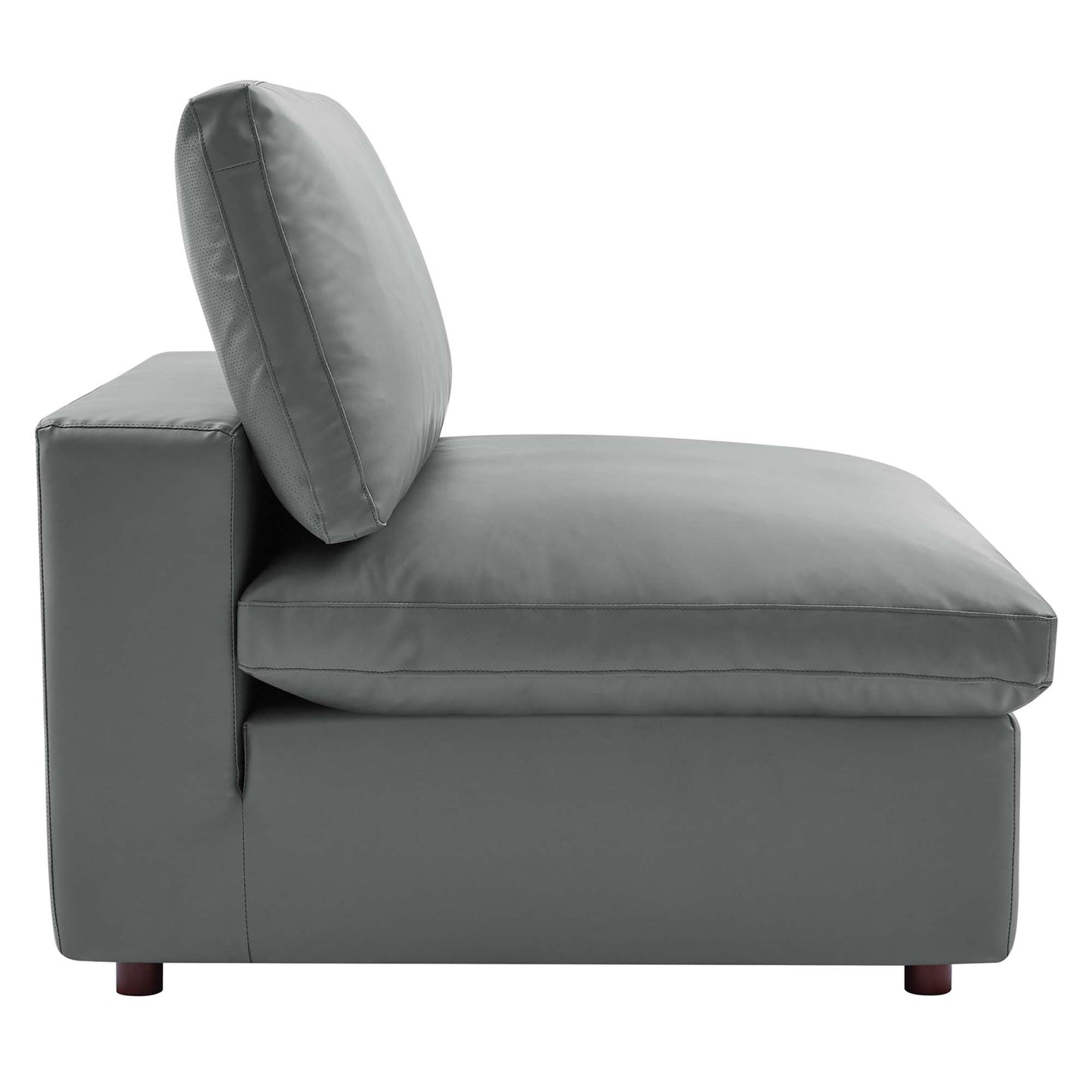Modway Outlet Commix Down Filled Overstuffed Vegan Leather Armless Chair by Modway  Living Room Furniture Gray - EEI-4694-GRY