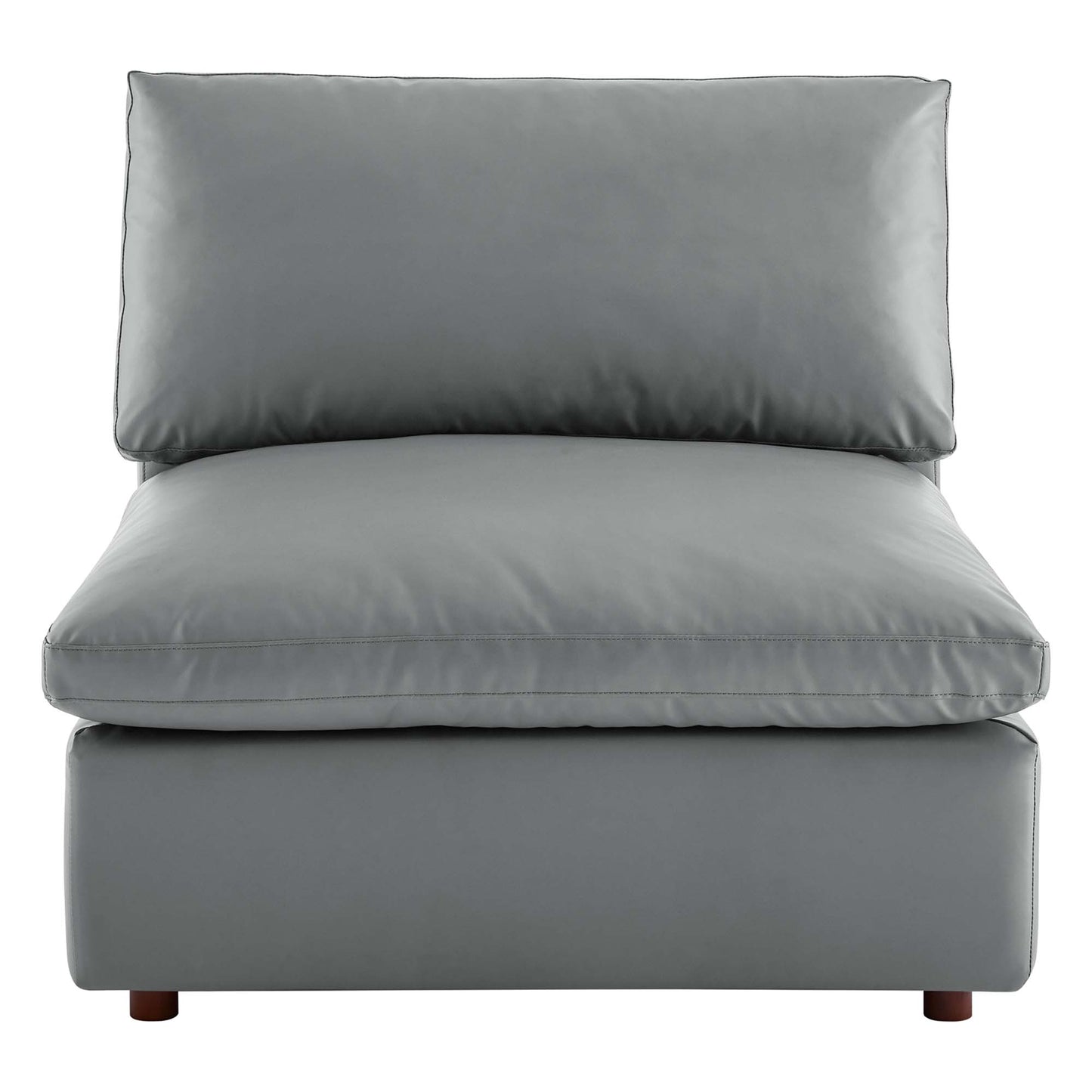 Modway Outlet Commix Down Filled Overstuffed Vegan Leather Armless Chair by Modway  Living Room Furniture Gray - EEI-4694-GRY