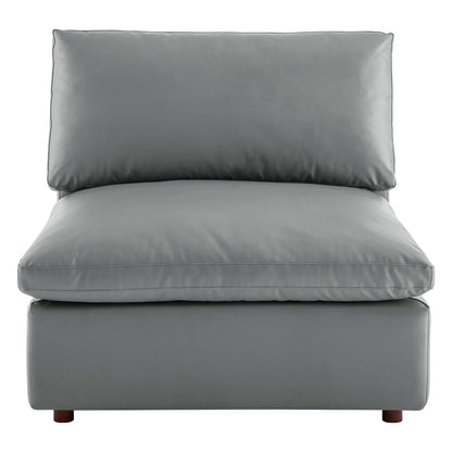 Modway Outlet Commix Down Filled Overstuffed Vegan Leather Armless Chair by Modway  Living Room Furniture Gray - EEI-4694-GRY