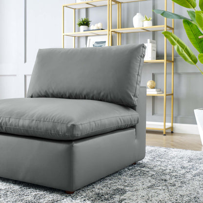 Modway Outlet Commix Down Filled Overstuffed Vegan Leather Armless Chair by Modway  Living Room Furniture Gray - EEI-4694-GRY