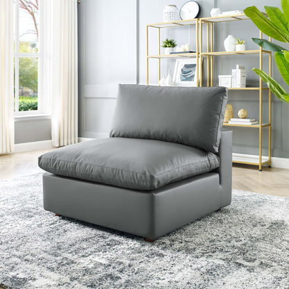 Modway Outlet Commix Down Filled Overstuffed Vegan Leather Armless Chair by Modway  Living Room Furniture Gray - EEI-4694-GRY
