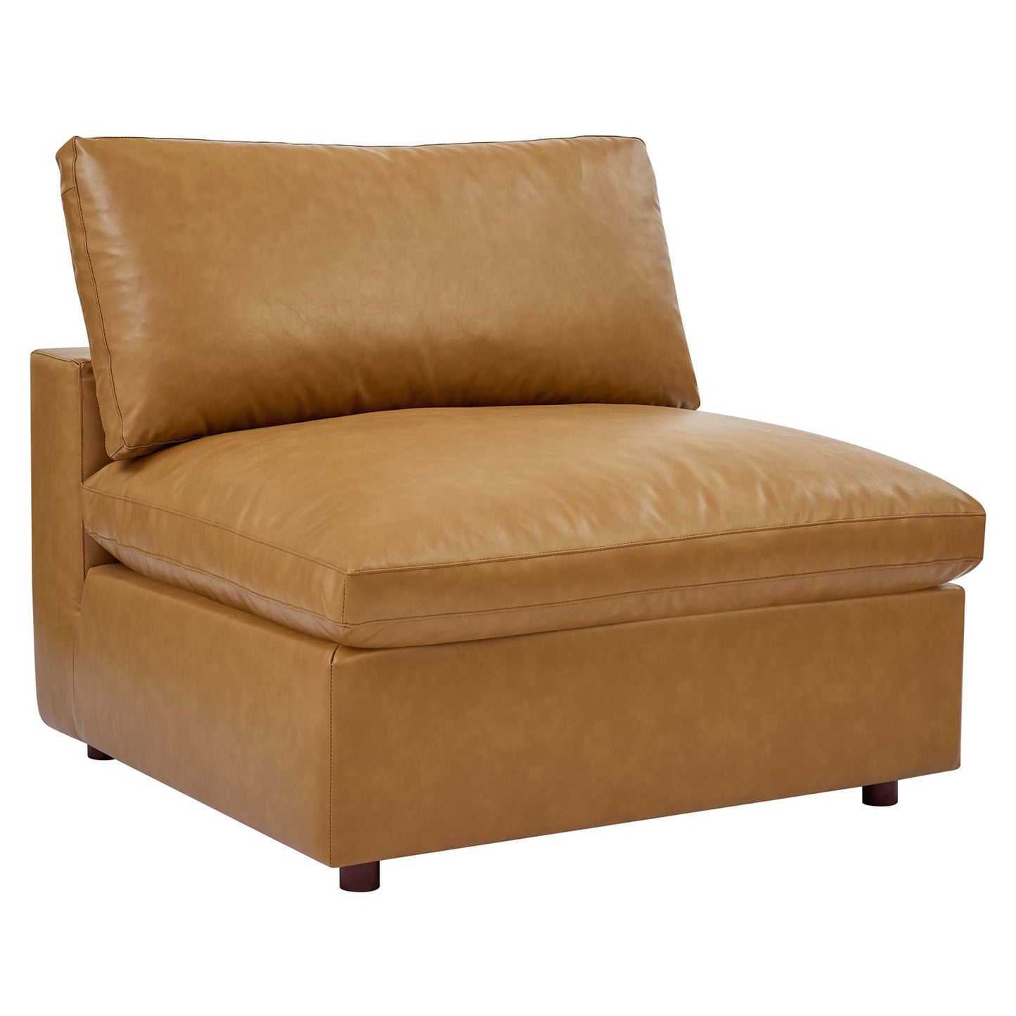 Modway Outlet Commix Down Filled Overstuffed Vegan Leather Armless Chair by Modway  Living Room Furniture Tan - EEI-4694-TAN