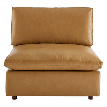 Modway Outlet Commix Down Filled Overstuffed Vegan Leather Armless Chair by Modway  Living Room Furniture Tan - EEI-4694-TAN
