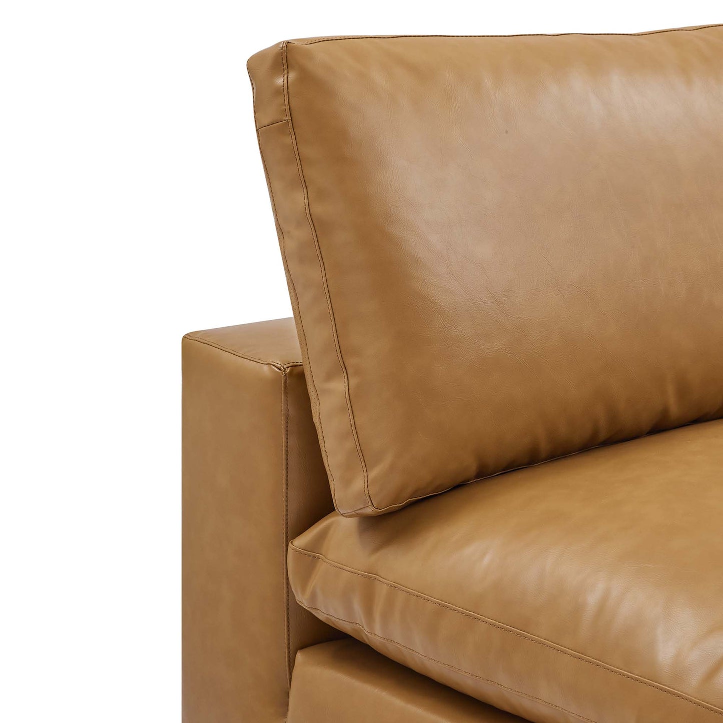 Modway Outlet Commix Down Filled Overstuffed Vegan Leather Armless Chair by Modway  Living Room Furniture Tan - EEI-4694-TAN