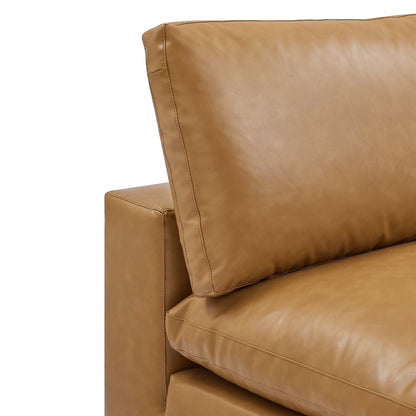 Modway Outlet Commix Down Filled Overstuffed Vegan Leather Armless Chair by Modway  Living Room Furniture Tan - EEI-4694-TAN
