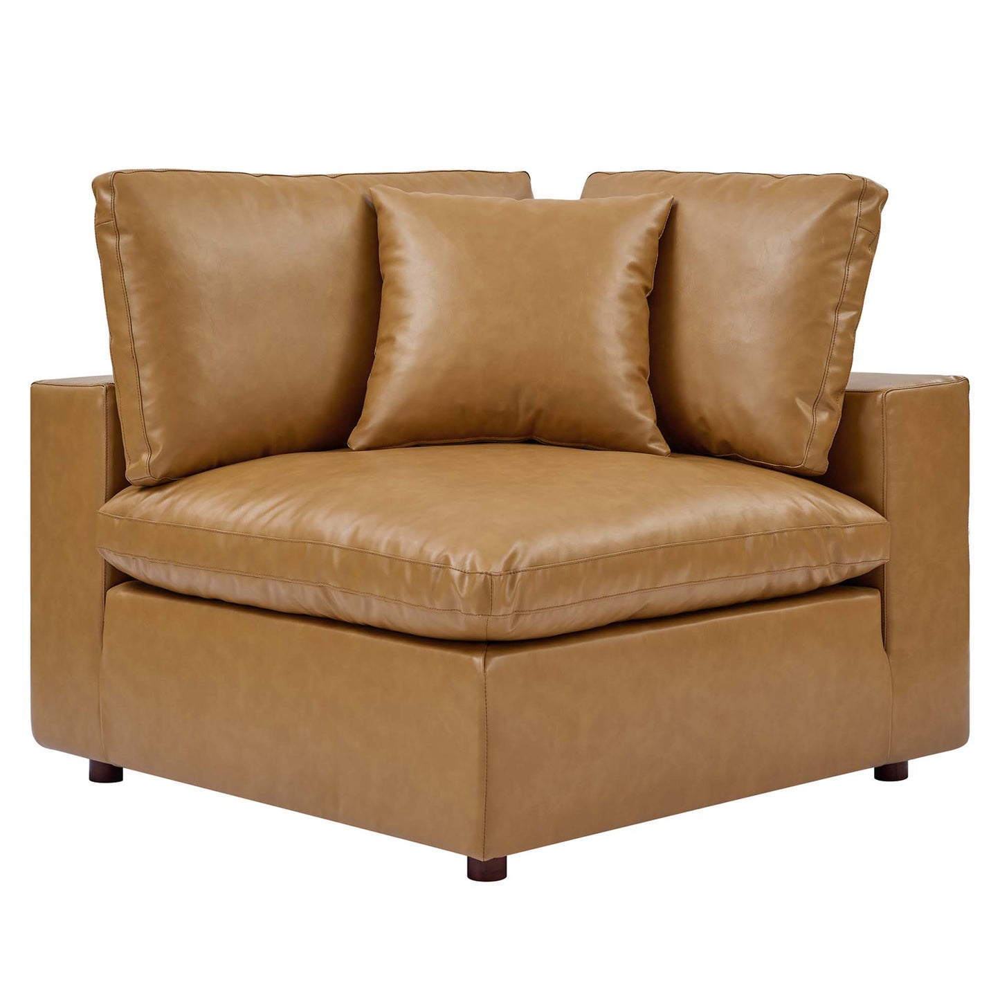 Modway Outlet Commix Down Filled Overstuffed Vegan Leather Corner Chair by Modway  Living Room Furniture Tan - EEI-4696-TAN