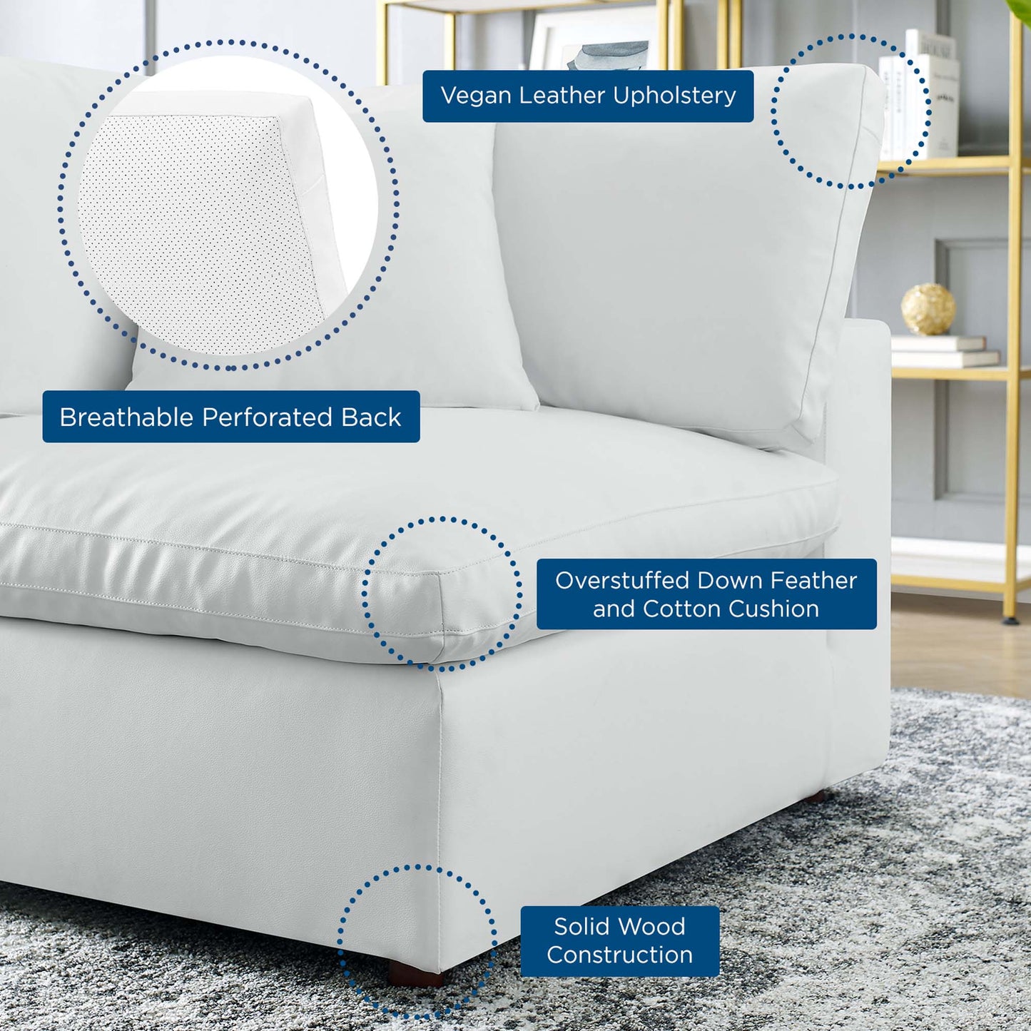 Modway Outlet Commix Down Filled Overstuffed Vegan Leather Corner Chair by Modway  Living Room Furniture White - EEI-4696-WHI