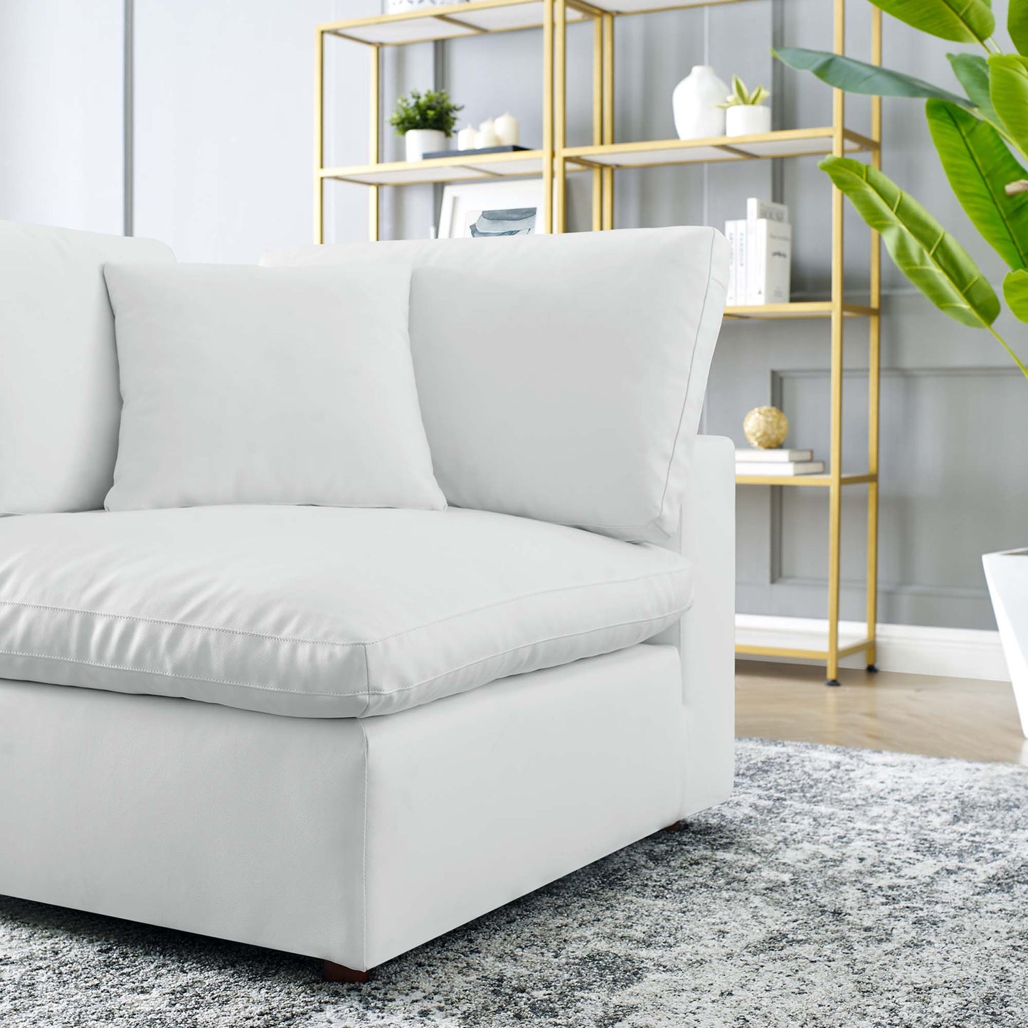 Modway Outlet Commix Down Filled Overstuffed Vegan Leather Corner Chair by Modway  Living Room Furniture White - EEI-4696-WHI