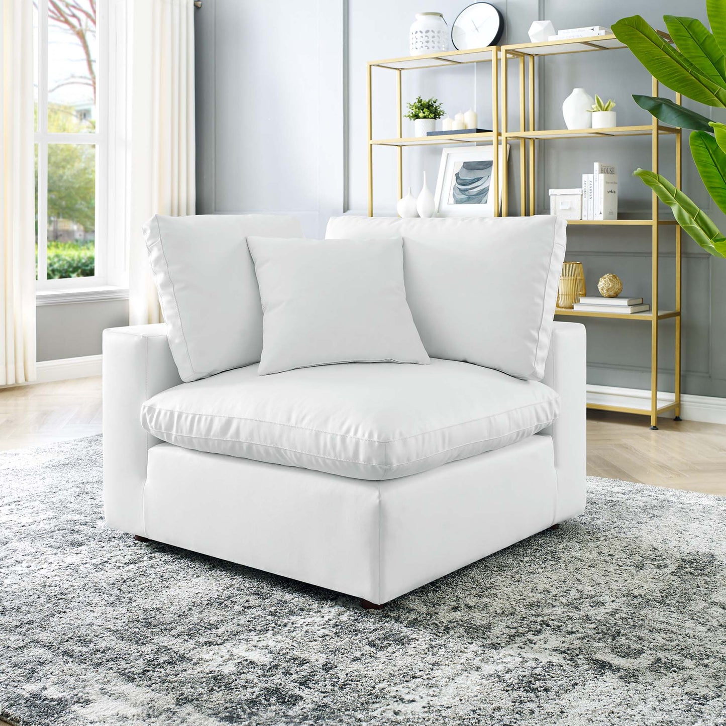 Modway Outlet Commix Down Filled Overstuffed Vegan Leather Corner Chair by Modway  Living Room Furniture White - EEI-4696-WHI