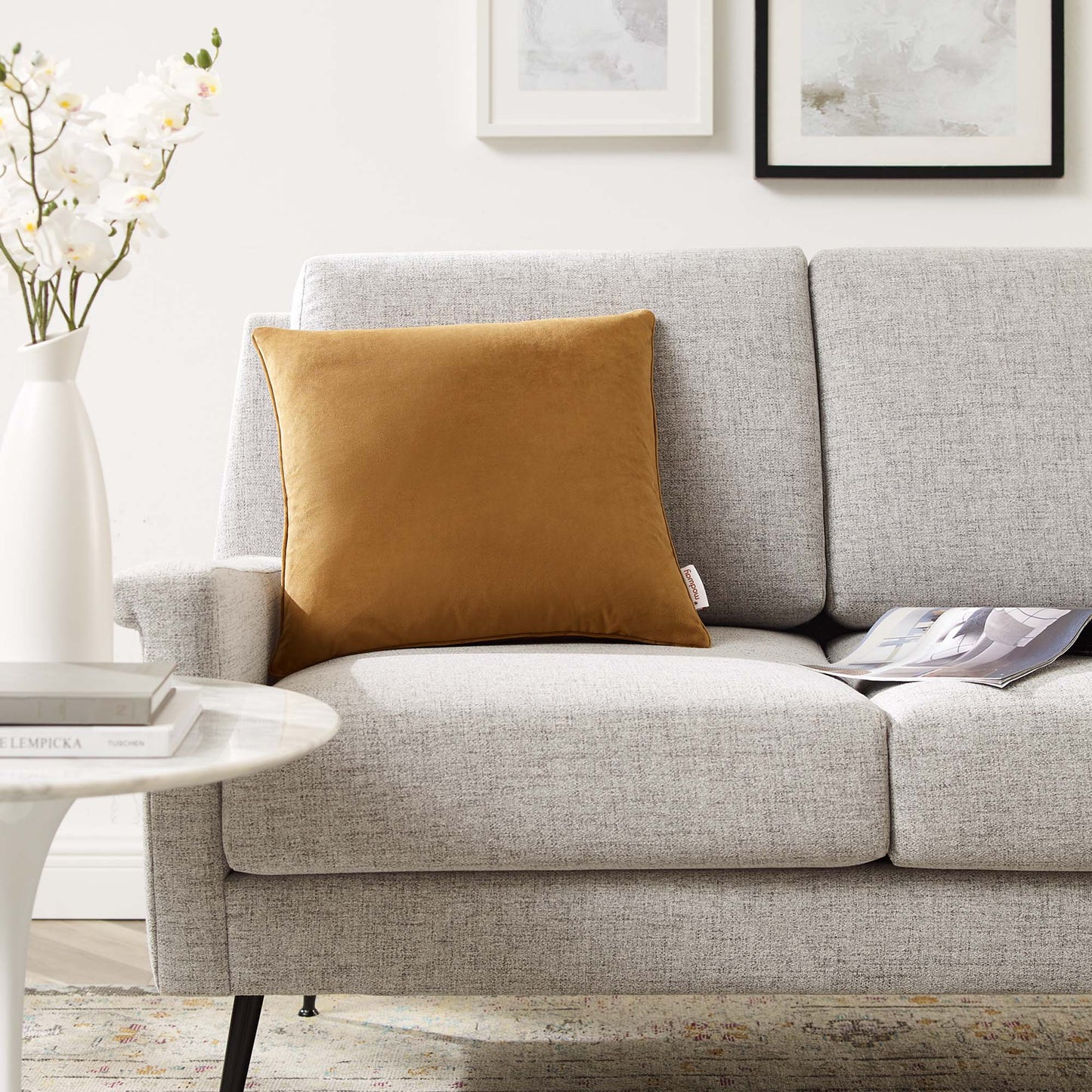 Modway Outlet Enhance 18" Performance Velvet Throw Pillow by Modway  Living Room Pillow Cognac - EEI-4697-COG