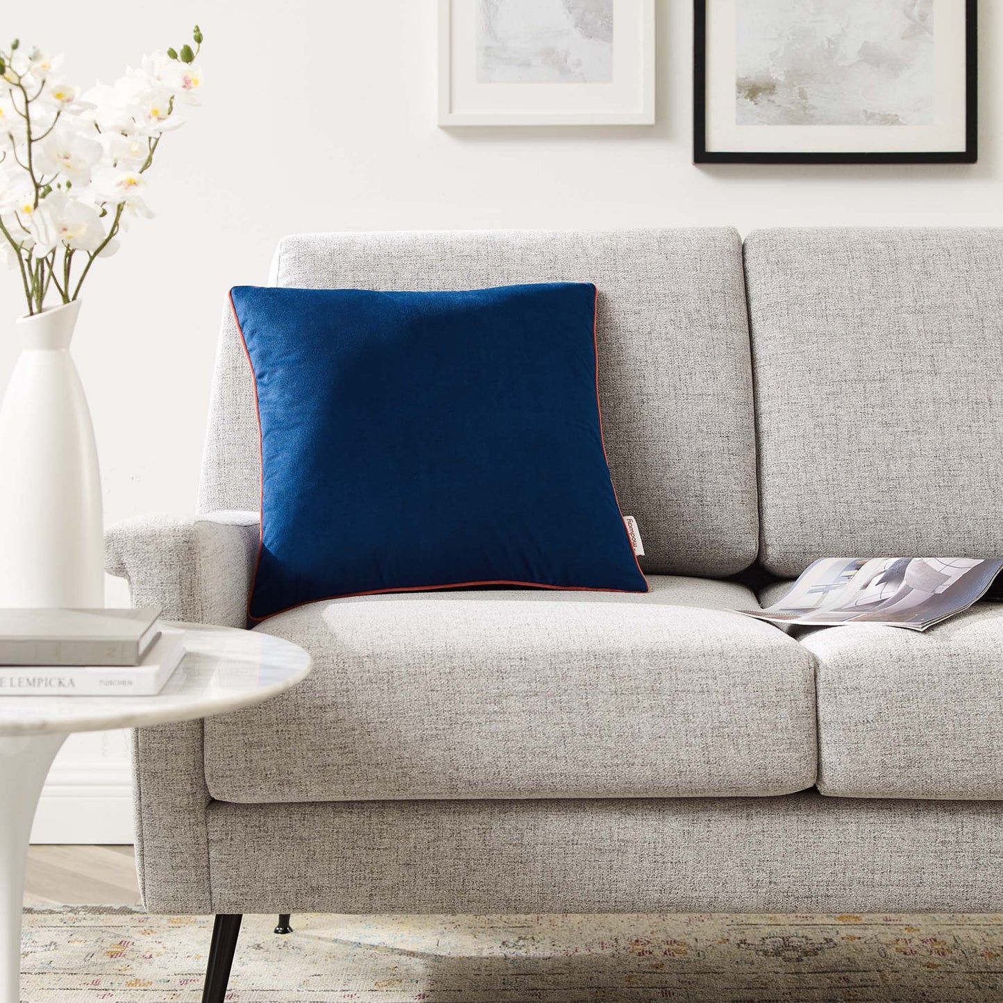 Modway Outlet Accentuate 18" Performance Velvet Throw Pillow by Modway  Living Room Pillow Navy Blossom - EEI-4698-NAV-BLO