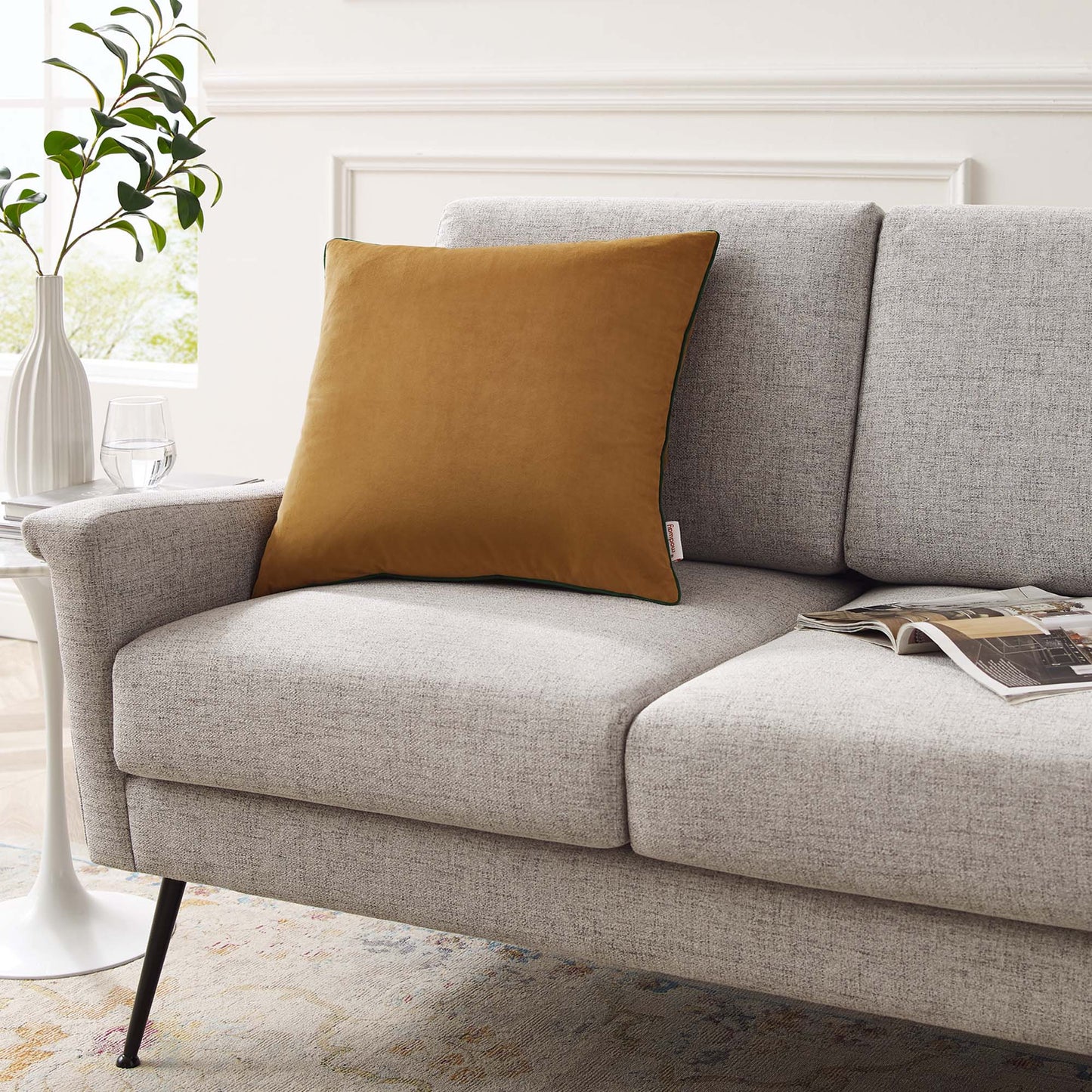 Modway Outlet Accentuate 20" Performance Velvet Throw Pillow by Modway  Living Room Pillow Cognac Green - EEI-4700-COG-GRN