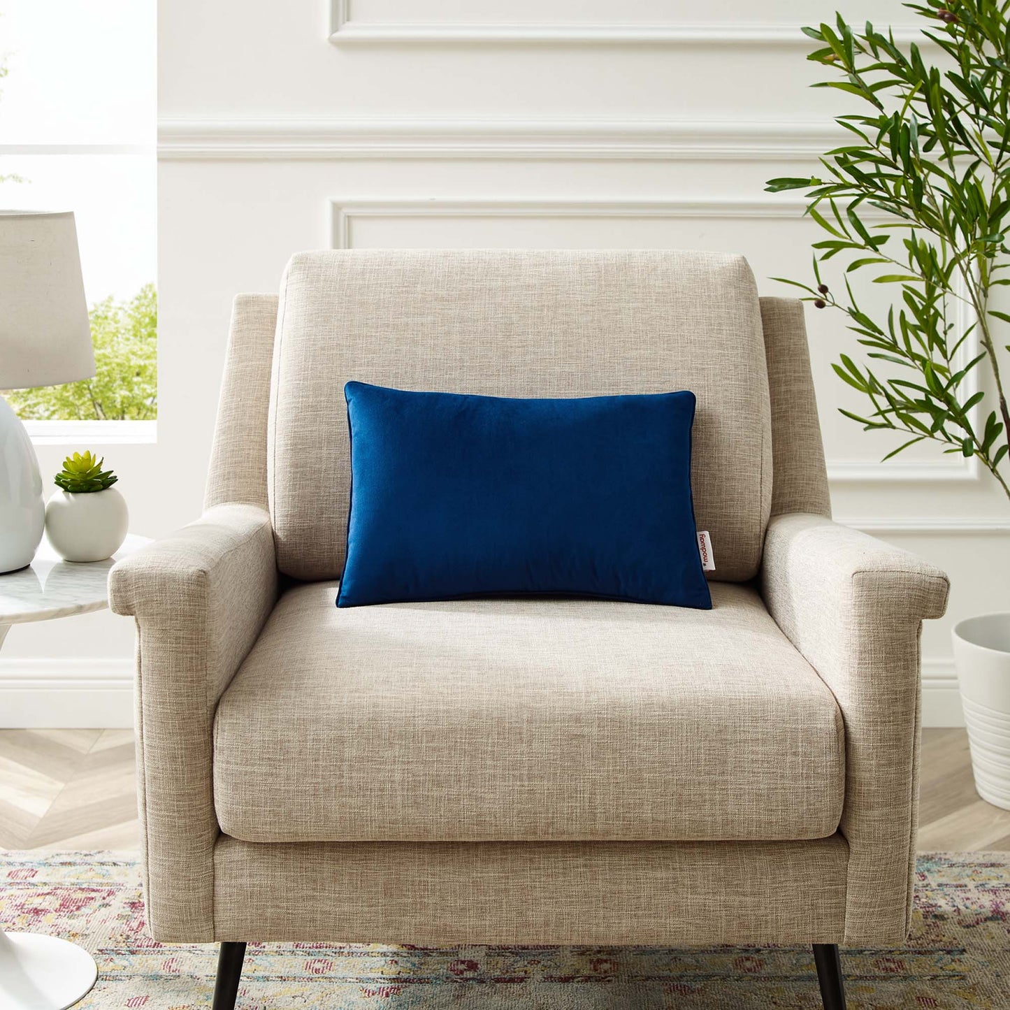 Modway Outlet Enhance 18" Lumbar Performance Velvet Throw Pillow by Modway  Living Room Pillow Navy - EEI-4703-NAV