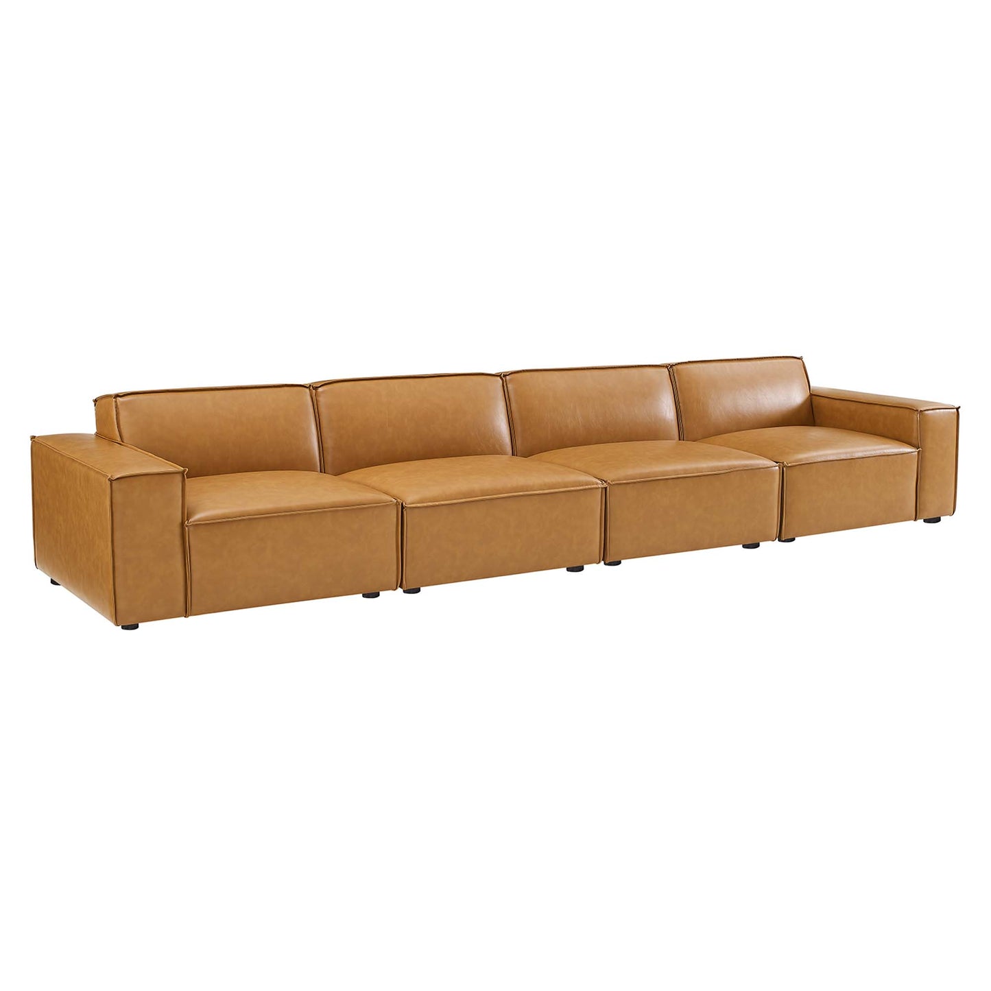 Modway - Restore 4-Piece Vegan Leather Sofa by Modway  Living Room Sofas and Armchairs Brown - EEI-4710-TAN