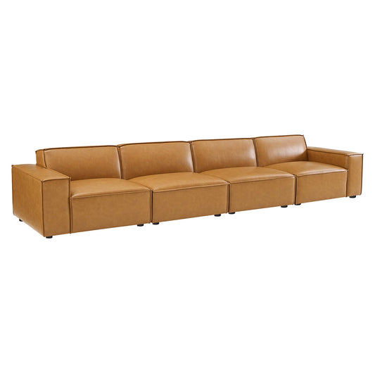 Modway - Restore 4-Piece Vegan Leather Sofa by Modway  Living Room Sofas and Armchairs Brown - EEI-4710-TAN