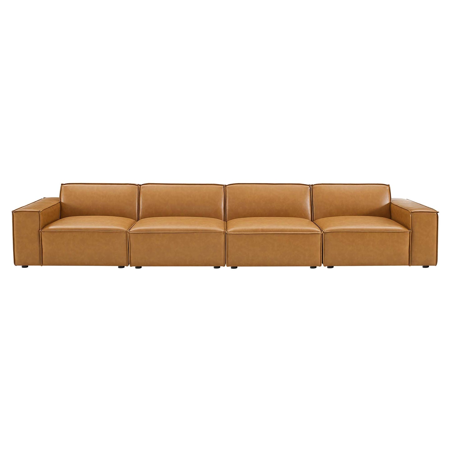 Modway - Restore 4-Piece Vegan Leather Sofa by Modway  Living Room Sofas and Armchairs Brown - EEI-4710-TAN