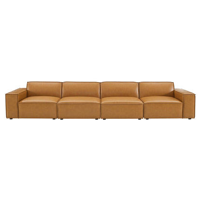 Modway - Restore 4-Piece Vegan Leather Sofa by Modway  Living Room Sofas and Armchairs Brown - EEI-4710-TAN