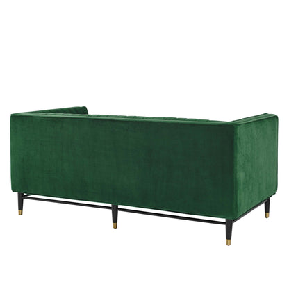 Modway Outlet Devote Channel Tufted Performance Velvet Loveseat by Modway  Living Room Furniture Emerald - EEI-4718-EME