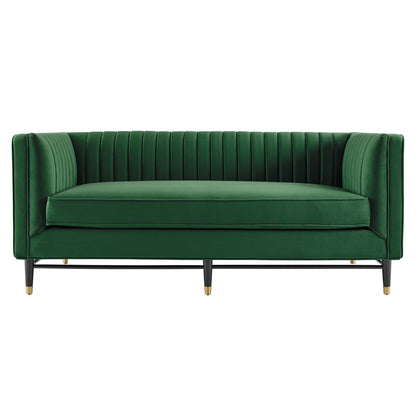 Modway Outlet Devote Channel Tufted Performance Velvet Loveseat by Modway  Living Room Furniture Emerald - EEI-4718-EME