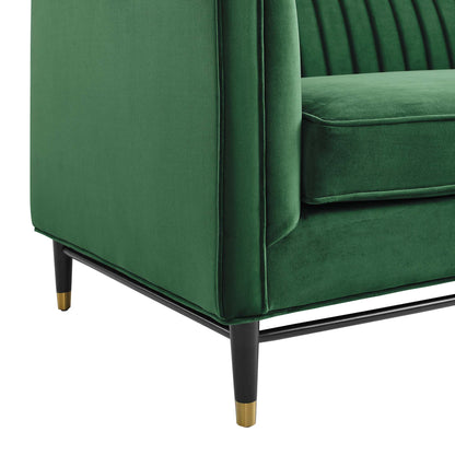 Modway Outlet Devote Channel Tufted Performance Velvet Loveseat by Modway  Living Room Furniture Emerald - EEI-4718-EME