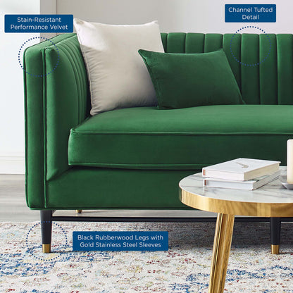 Modway Outlet Devote Channel Tufted Performance Velvet Loveseat by Modway  Living Room Furniture Emerald - EEI-4718-EME