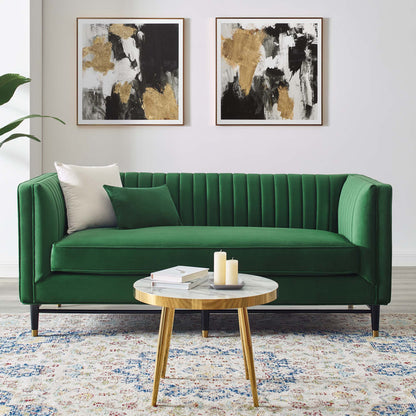 Modway Outlet Devote Channel Tufted Performance Velvet Loveseat by Modway  Living Room Furniture Emerald - EEI-4718-EME