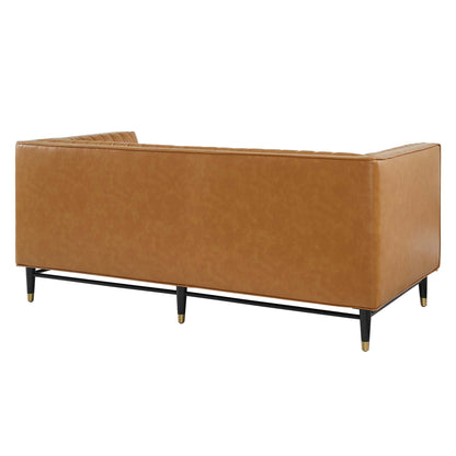 Modway Outlet Devote Channel Tufted Vegan Leather Loveseat by Modway  Living Room Furniture Tan - EEI-4719-TAN