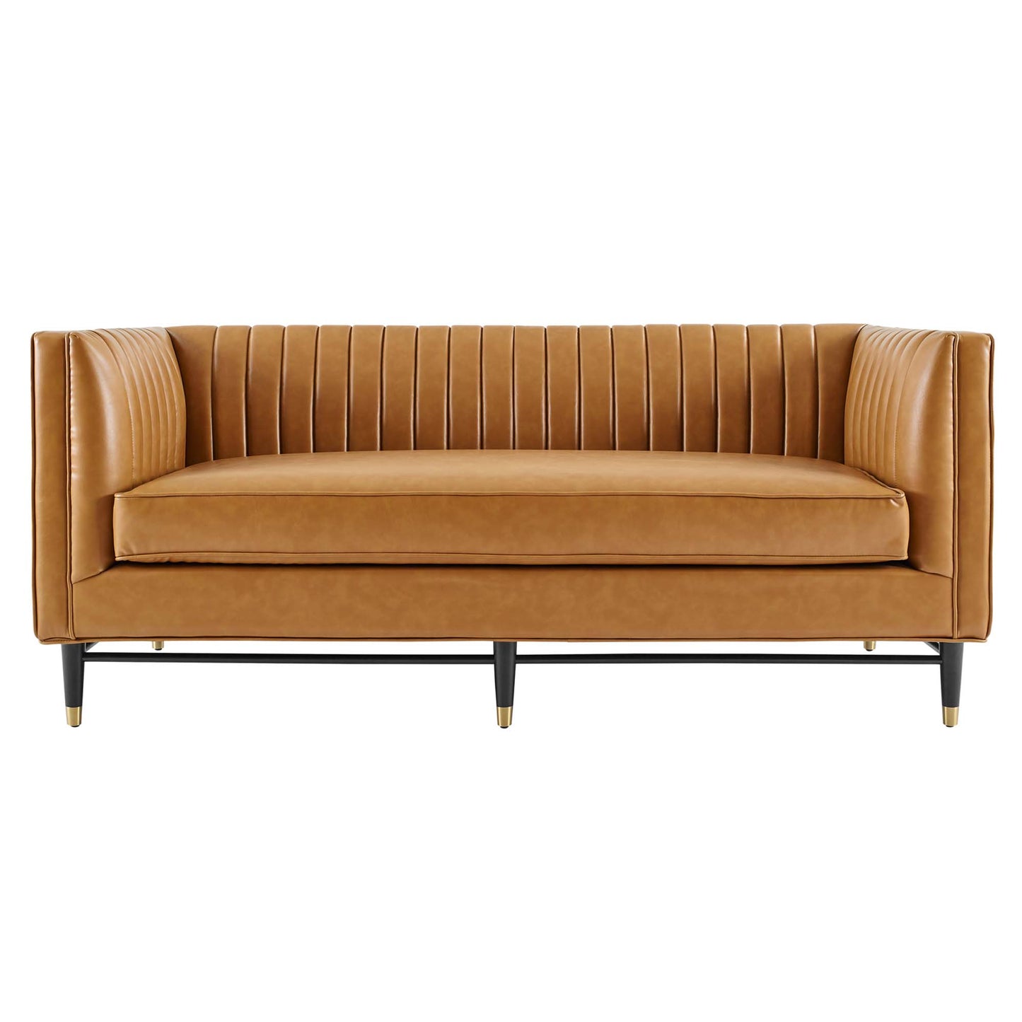 Modway Outlet Devote Channel Tufted Vegan Leather Loveseat by Modway  Living Room Furniture Tan - EEI-4719-TAN
