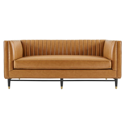 Modway Outlet Devote Channel Tufted Vegan Leather Loveseat by Modway  Living Room Furniture Tan - EEI-4719-TAN