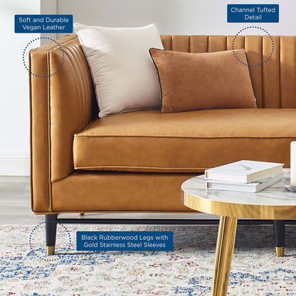 Modway Outlet Devote Channel Tufted Vegan Leather Loveseat by Modway  Living Room Furniture Tan - EEI-4719-TAN