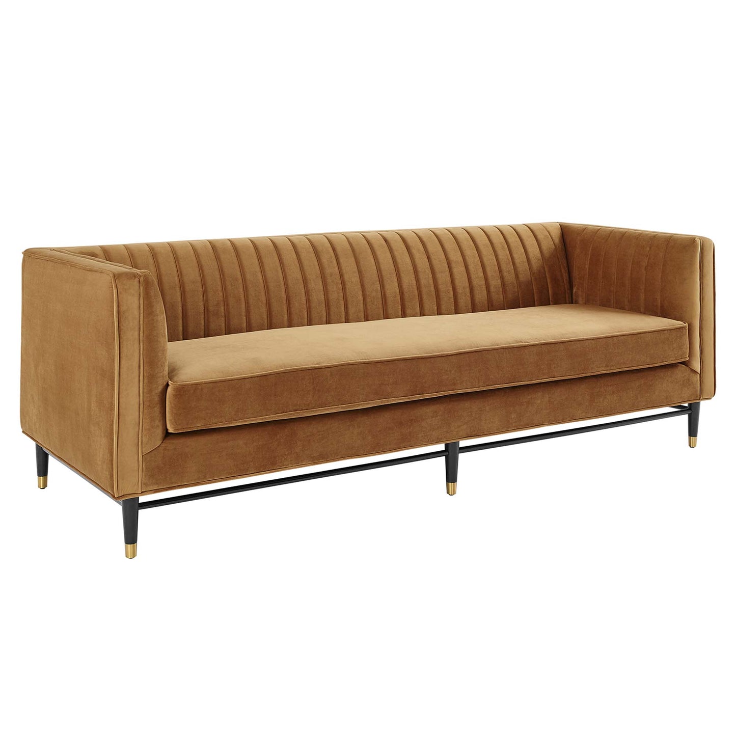Modway Outlet Devote Channel Tufted Performance Velvet Sofa by Modway  Living Room Furniture Cognac - EEI-4720-COG
