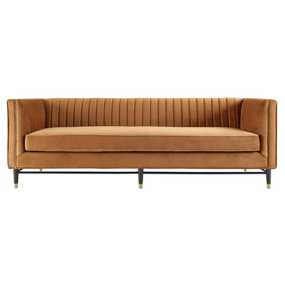 Modway Outlet Devote Channel Tufted Performance Velvet Sofa by Modway  Living Room Furniture Cognac - EEI-4720-COG