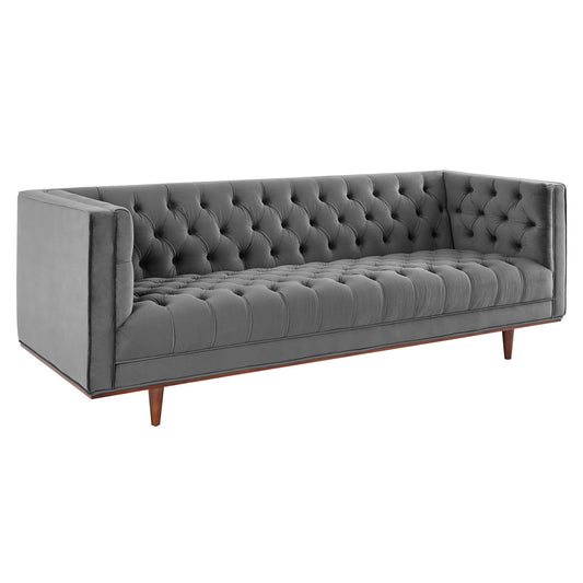 Modway Outlet Elation Tufted Performance Velvet Sofa by Modway  Living Room Furniture Gray - EEI-4722-GRY