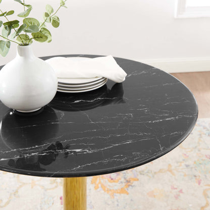 Modway - Verne 28" Artificial Marble Dining Table by Modway  Bar and Dining Bar and Dining Tables Black - EEI-4746-GLD-BLK