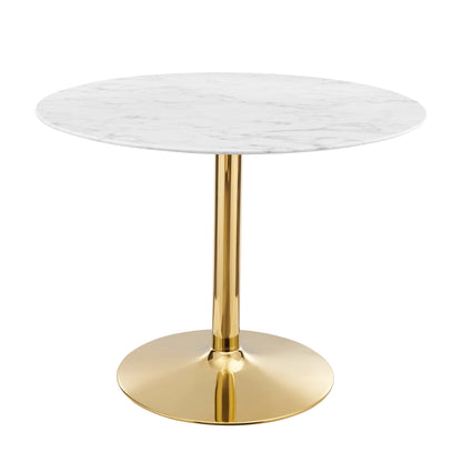 Modway - Verne 40" Artificial Marble Dining Table by Modway  Bar and Dining Bar and Dining Tables White - EEI-4749-GLD-WHI
