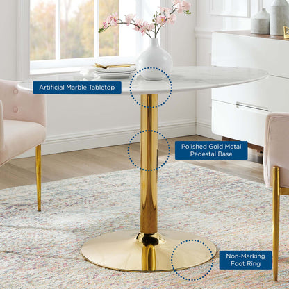 Modway - Verne 48" Oval Artificial Marble Dining Table by Modway  Bar and Dining Bar and Dining Tables White - EEI-4752-GLD-WHI