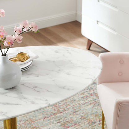 Modway - Verne 48" Oval Artificial Marble Dining Table by Modway  Bar and Dining Bar and Dining Tables White - EEI-4752-GLD-WHI