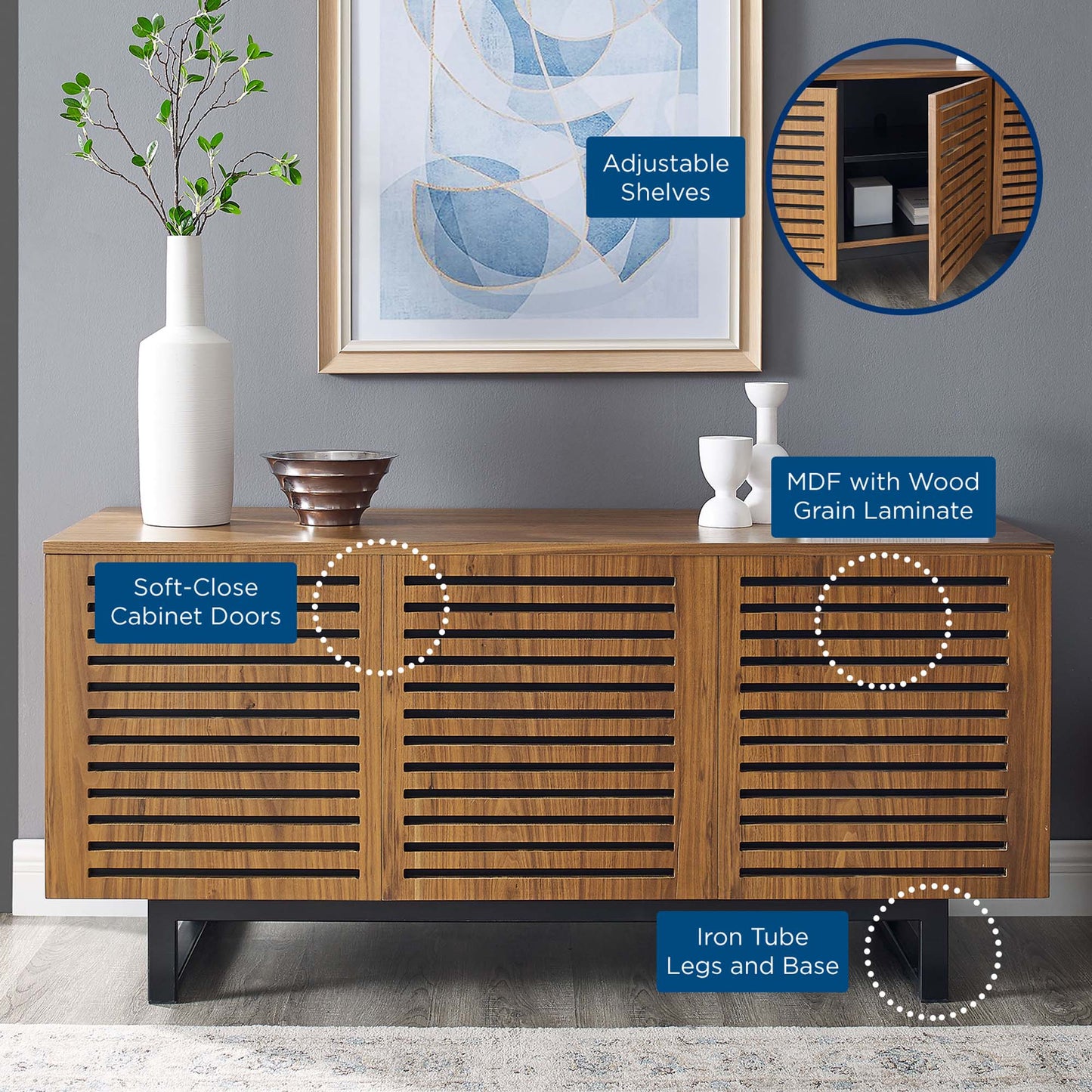 Modway Outlet Parker 55" TV Stand by Modway  Living Room Furniture Walnut - EEI-4764-WAL