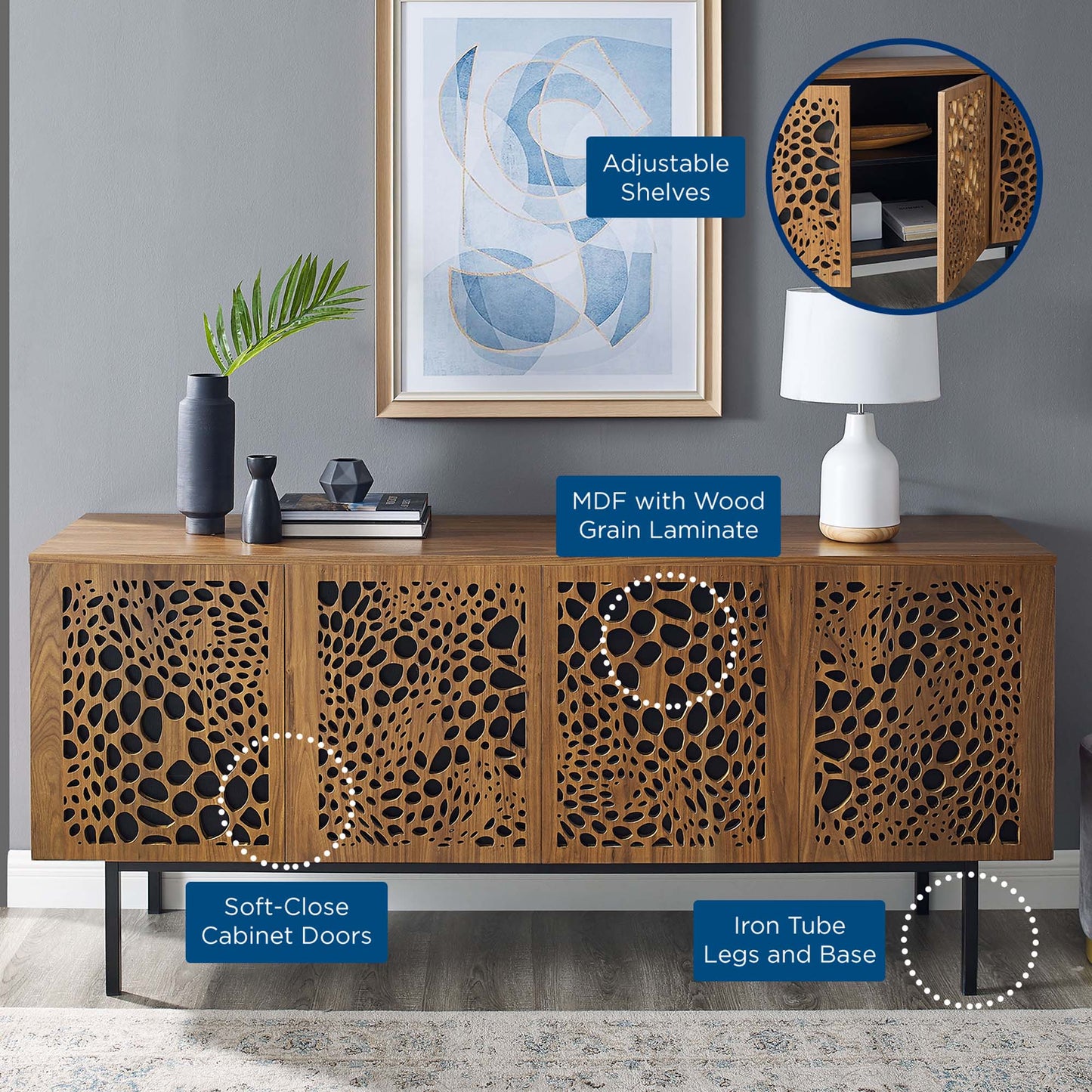 Modway Outlet Yosemite 73" TV Stand by Modway  Living Room Furniture Walnut - EEI-4768-WAL