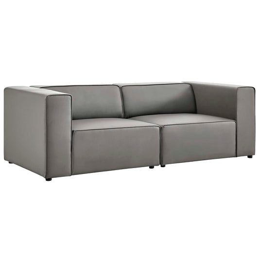 Modway - Mingle 2-Piece Vegan Leather Sectional Sofa Loveseat by Modway  Living Room Sofas and Armchairs Gray - EEI-4788-GRY