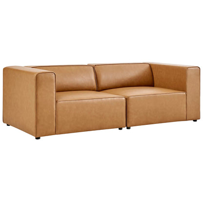 Modway - Mingle 2-Piece Vegan Leather Sectional Sofa Loveseat by Modway  Living Room Sofas and Armchairs Brown - EEI-4788-TAN