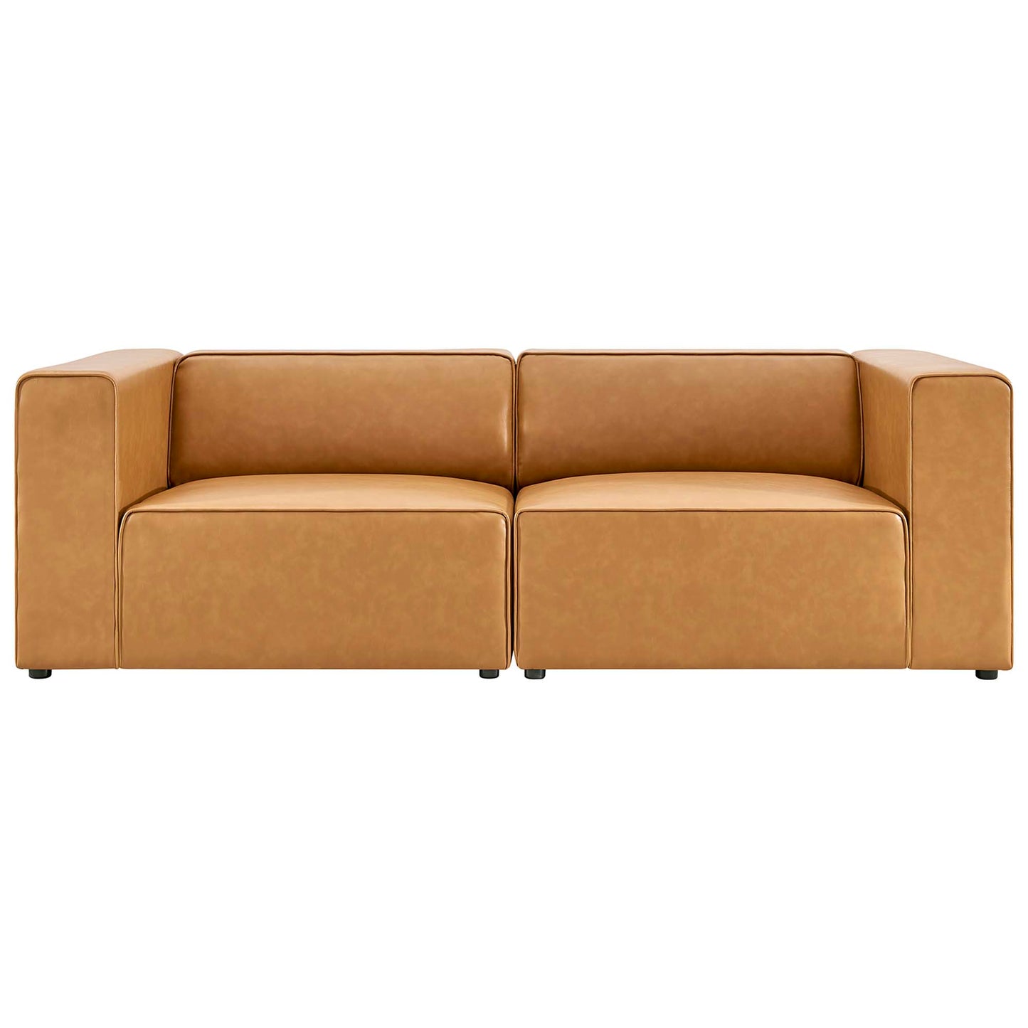 Modway - Mingle 2-Piece Vegan Leather Sectional Sofa Loveseat by Modway  Living Room Sofas and Armchairs Brown - EEI-4788-TAN