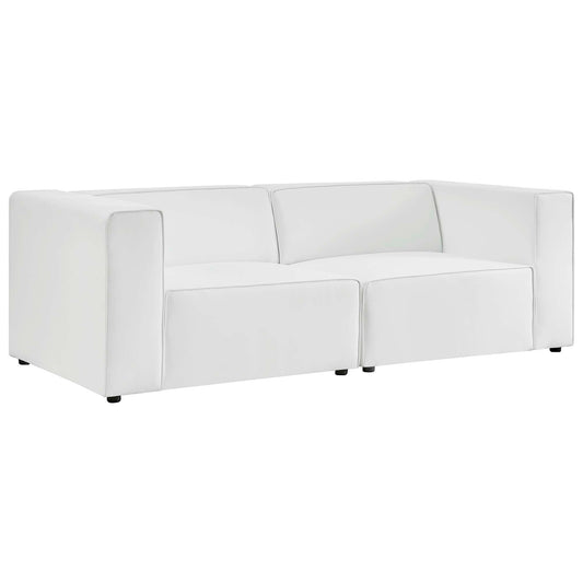 Modway - Mingle 2-Piece Vegan Leather Sectional Sofa Loveseat by Modway  Living Room Sofas and Armchairs White - EEI-4788-WHI