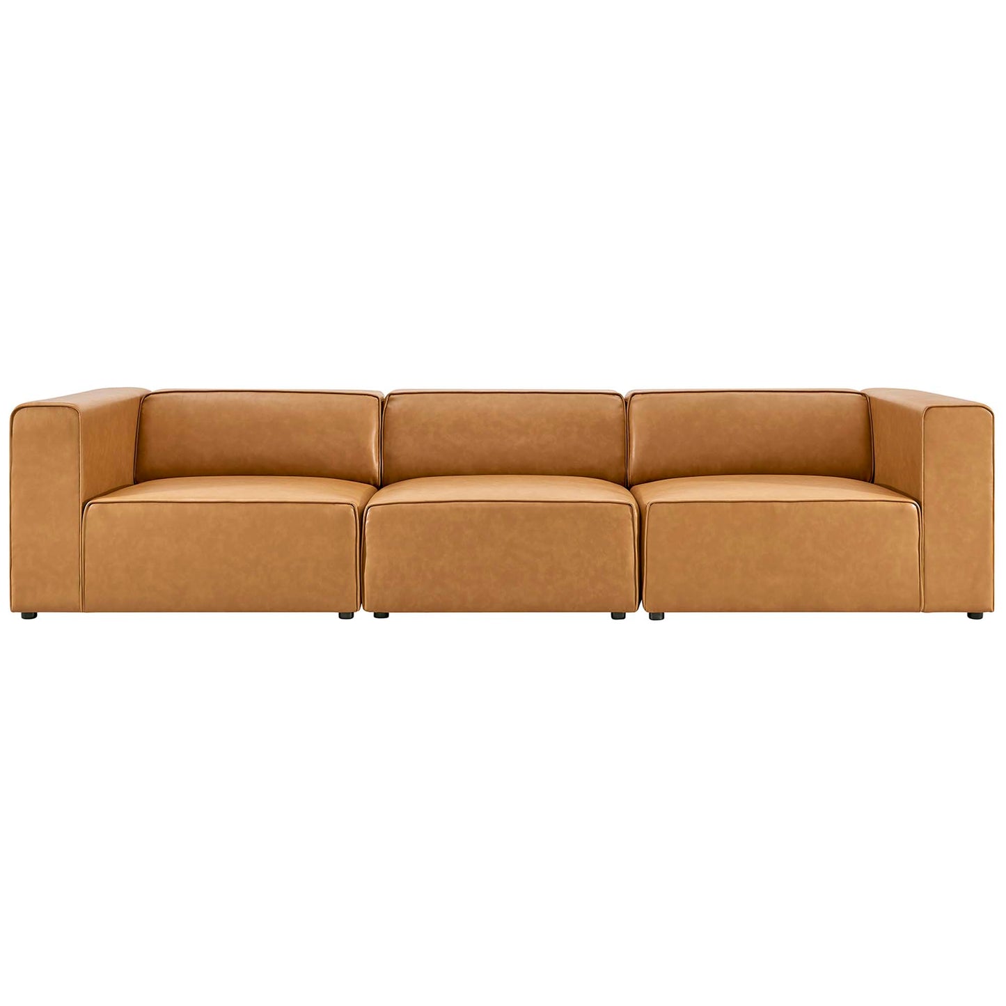 Modway - Mingle 3-Piece Vegan Leather Sectional Sofa by Modway  Living Room Sofas and Armchairs Brown - EEI-4789-TAN