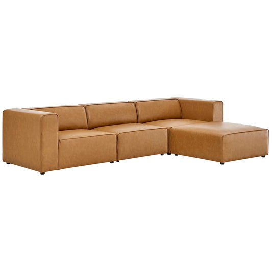 Modway - Mingle Vegan Leather Sofa and Ottoman Set by Modway  Living Room Sofas and Armchairs Brown - EEI-4790-TAN