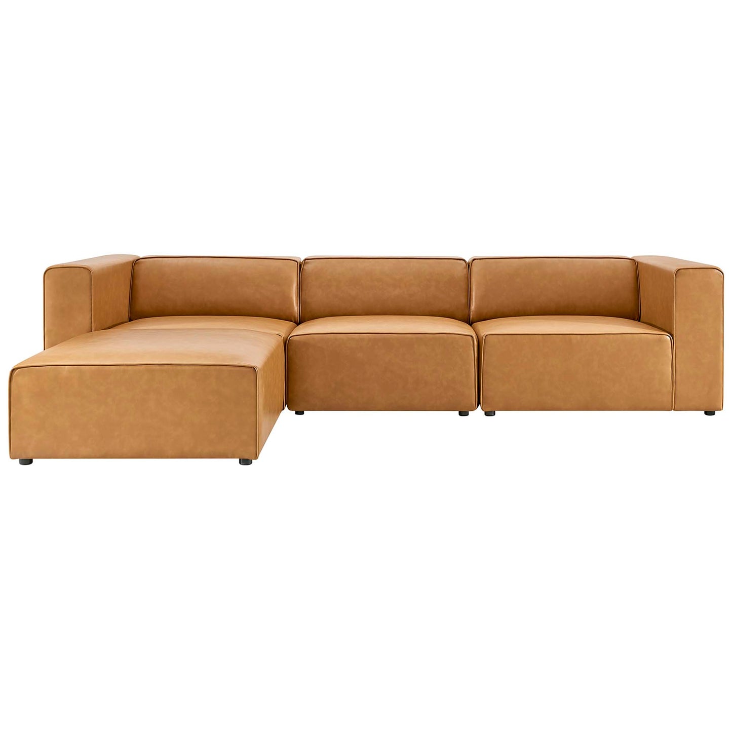 Modway - Mingle Vegan Leather Sofa and Ottoman Set by Modway  Living Room Sofas and Armchairs Brown - EEI-4790-TAN