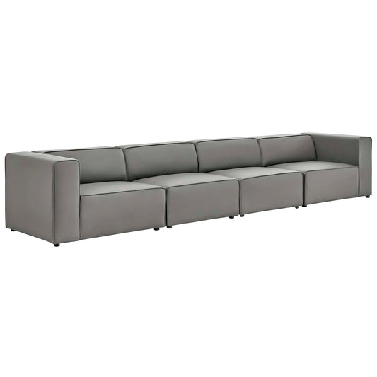 Modway - Mingle 4-Piece Vegan Leather Sectional Sofa by Modway  Living Room Sofas and Armchairs Gray - EEI-4793-GRY